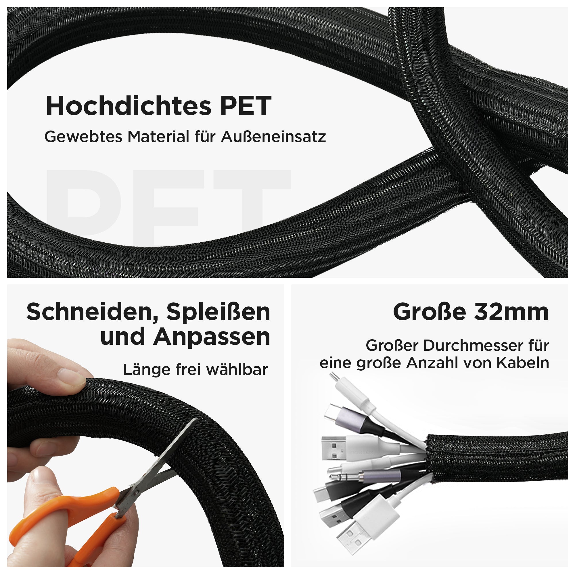 TV Cable Management | 2M/6.5FT Φ32mm