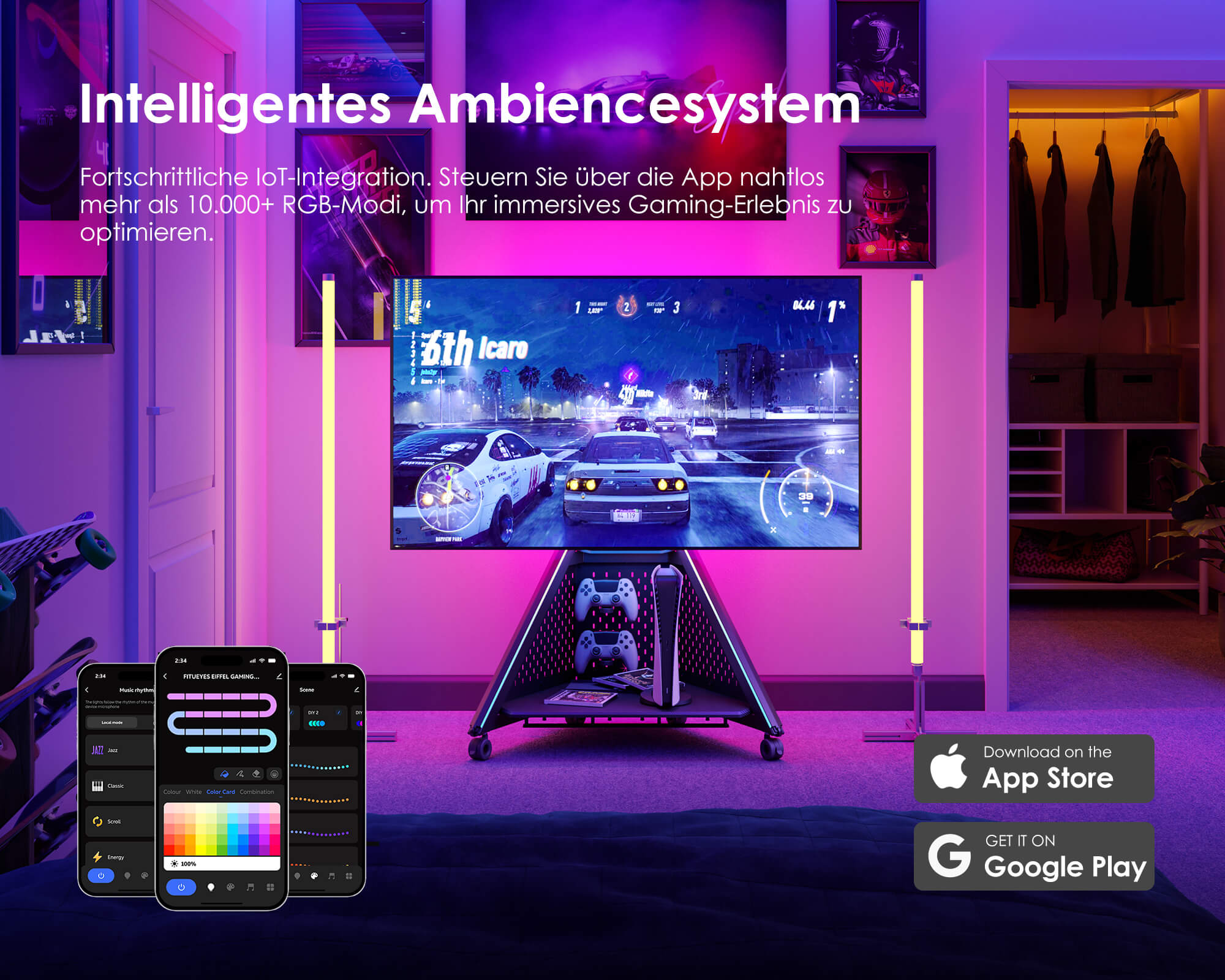 Eiffel Gaming FT65 TV Stand with Wheels