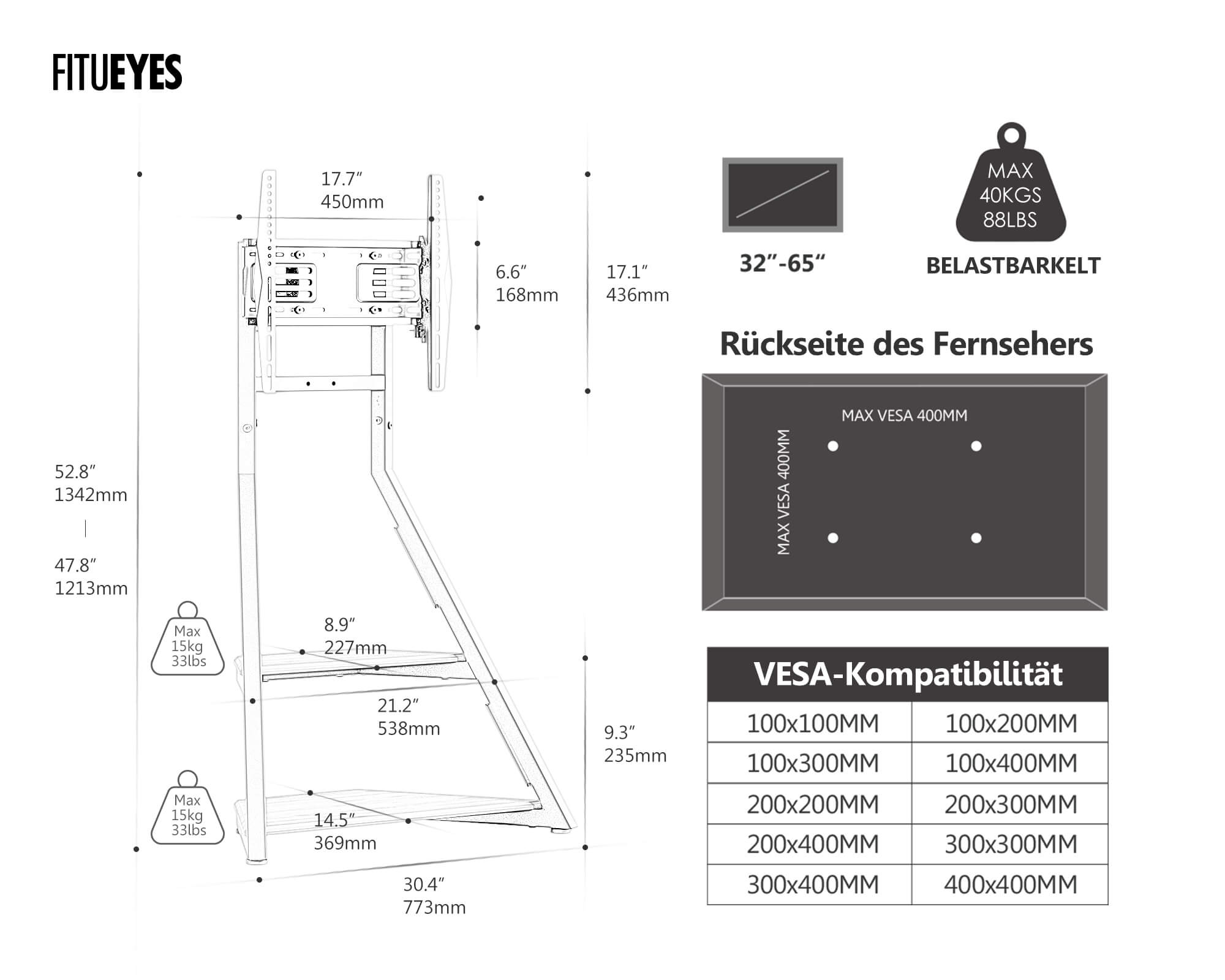 Eiffel FT65 TV-Ständer mit Rollen