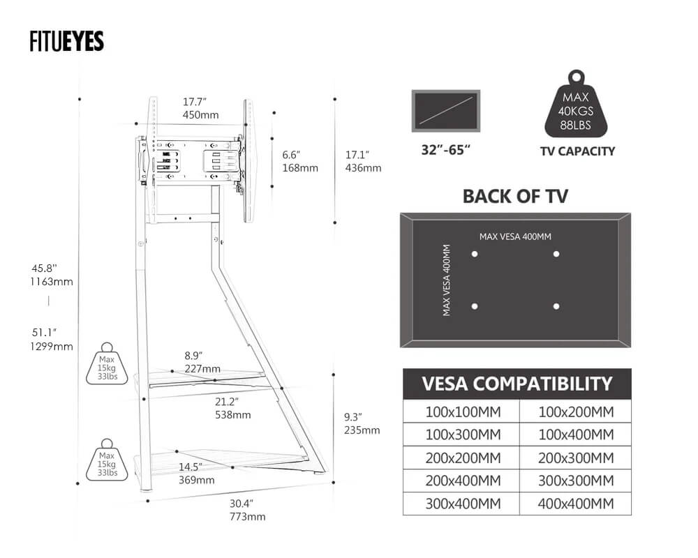 Eiffel Supporto TV con Ruote