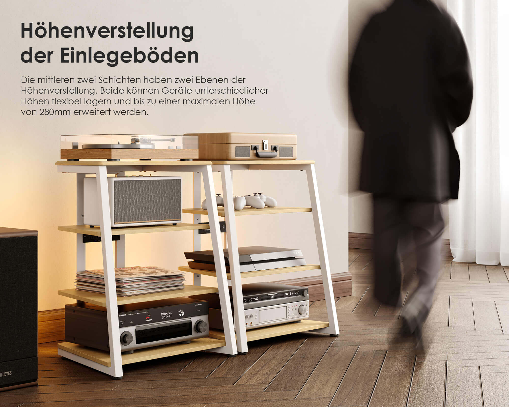 Eiffel V2 AS06 LED HIFI rek met stopcontact