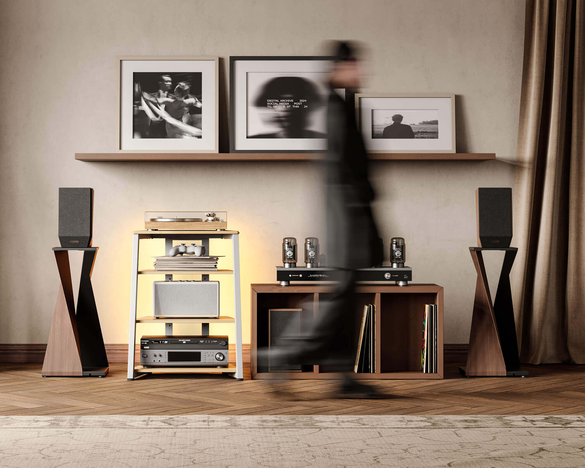 Eiffel V2 AS06 LED HIFI rek met stopcontact