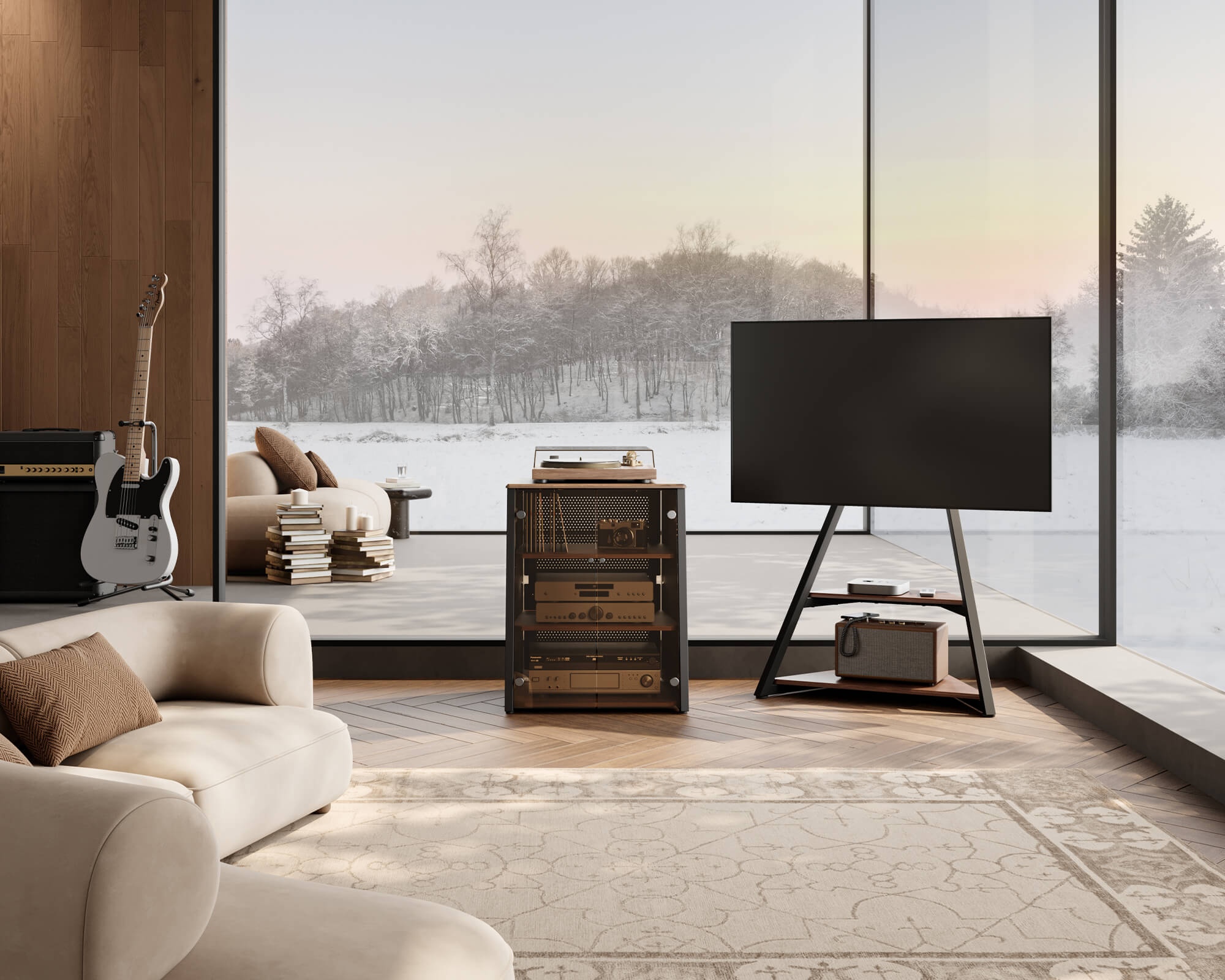 HIFI-Rack und TV-Ständer in der Ecke