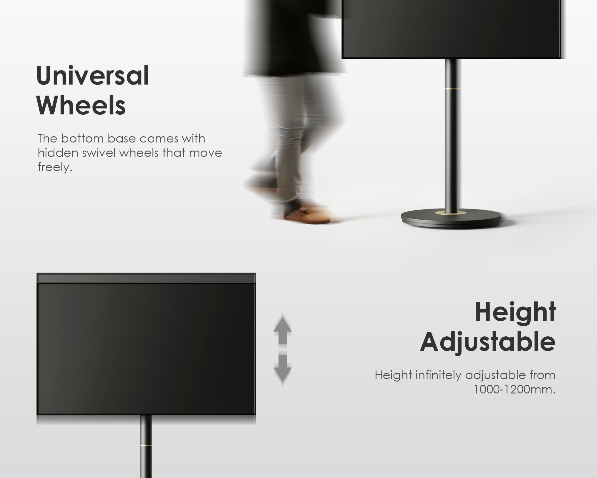 Höhenverstellbarer TV-Ständer mit Rädern