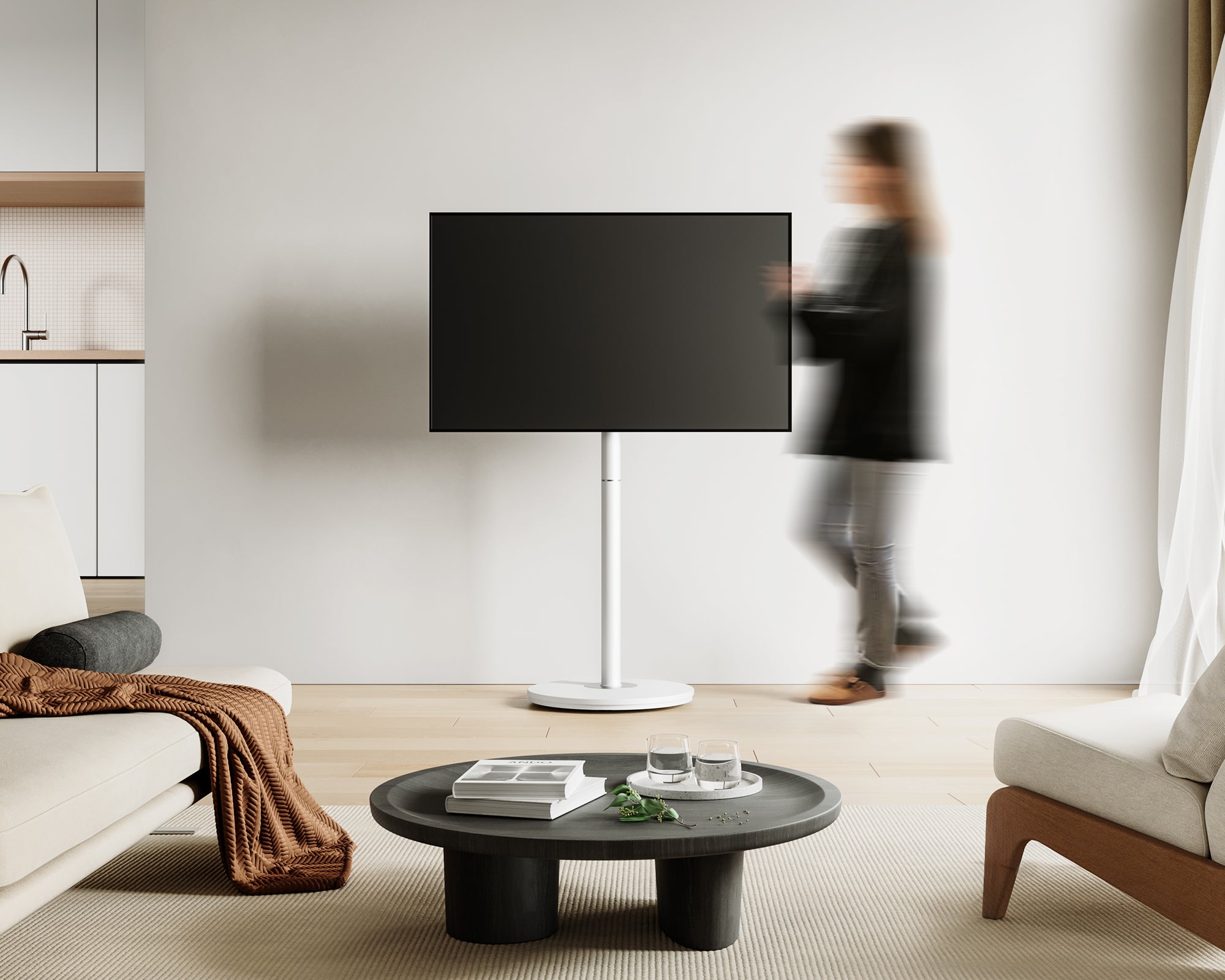 tv standfuss mit Rollen im Wohnzimmer