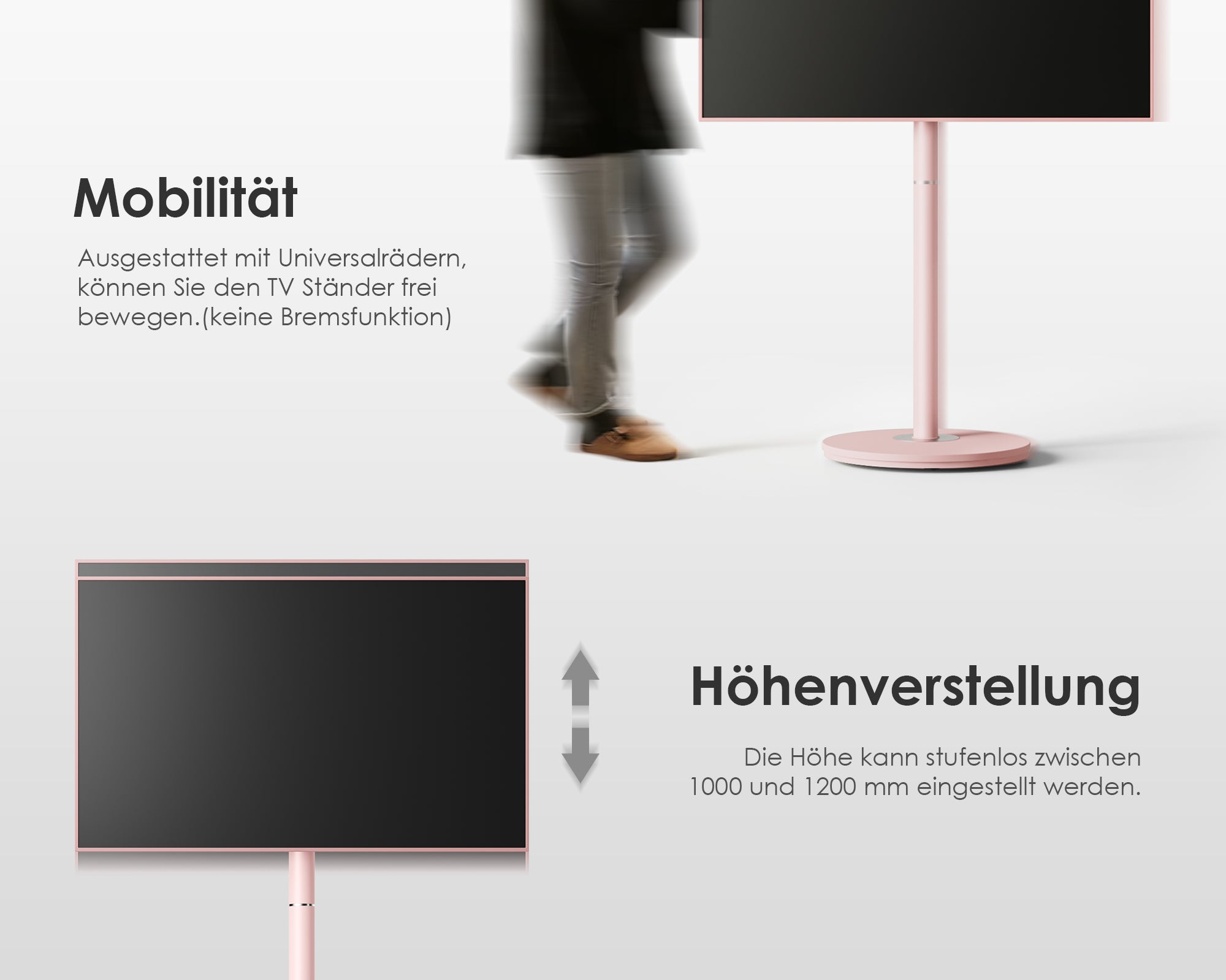 Höhenverstellbarer mobiler tv standfuß