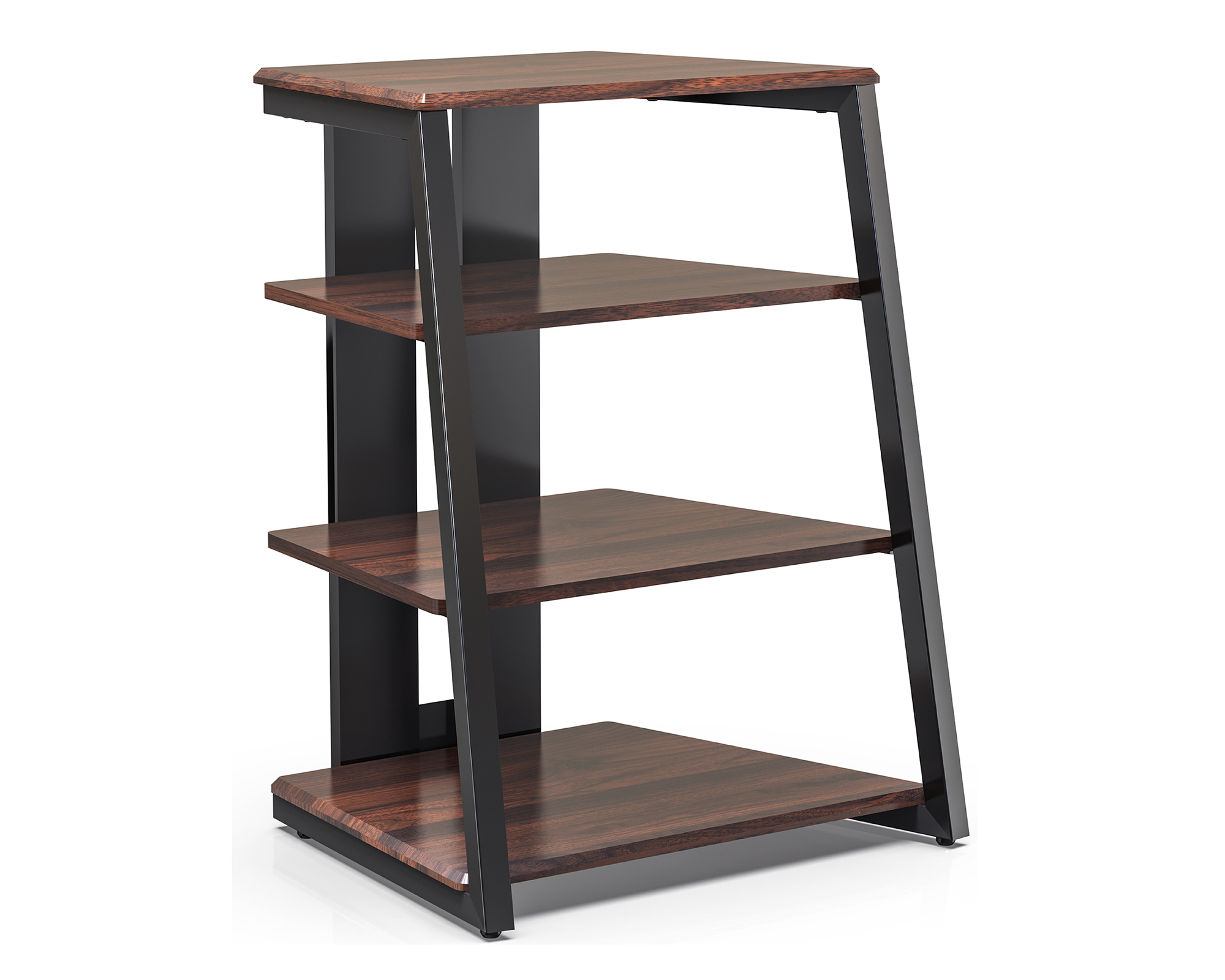 HIFI-Rack mit vier Ablagen in Nussbaumfarbe