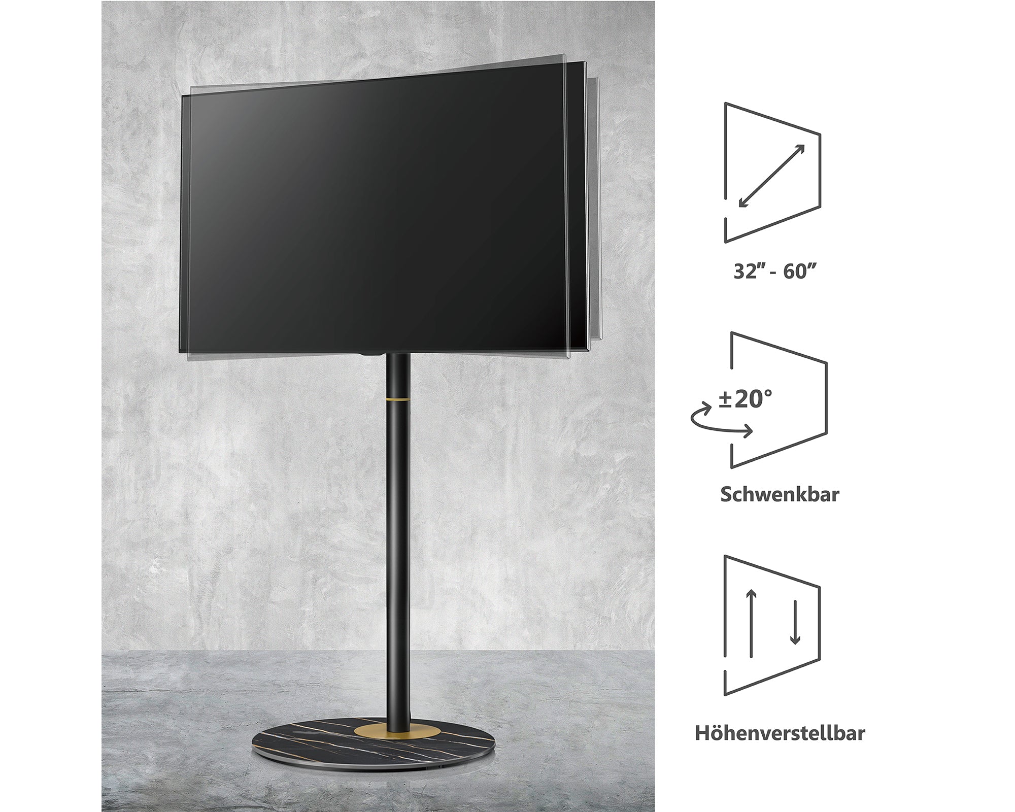 höhenverstellbarer und schwenkbarer tv standfuß