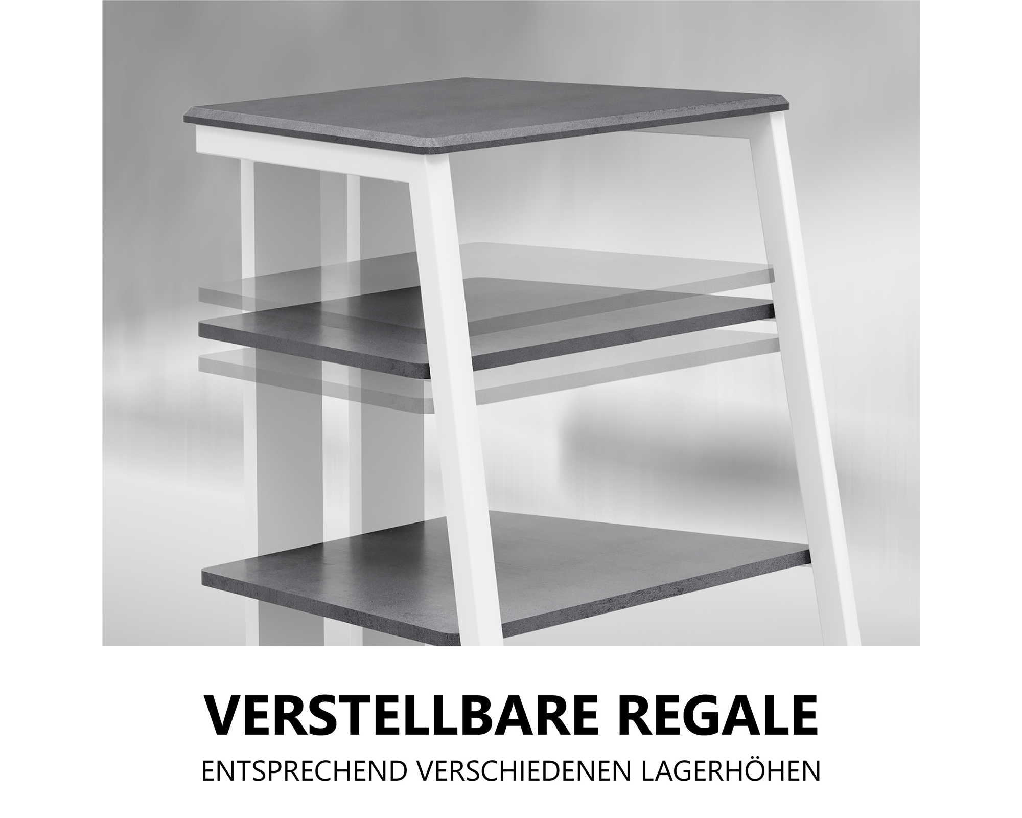 Graues HIFI-Rack mit verstellbarer Mittelwand