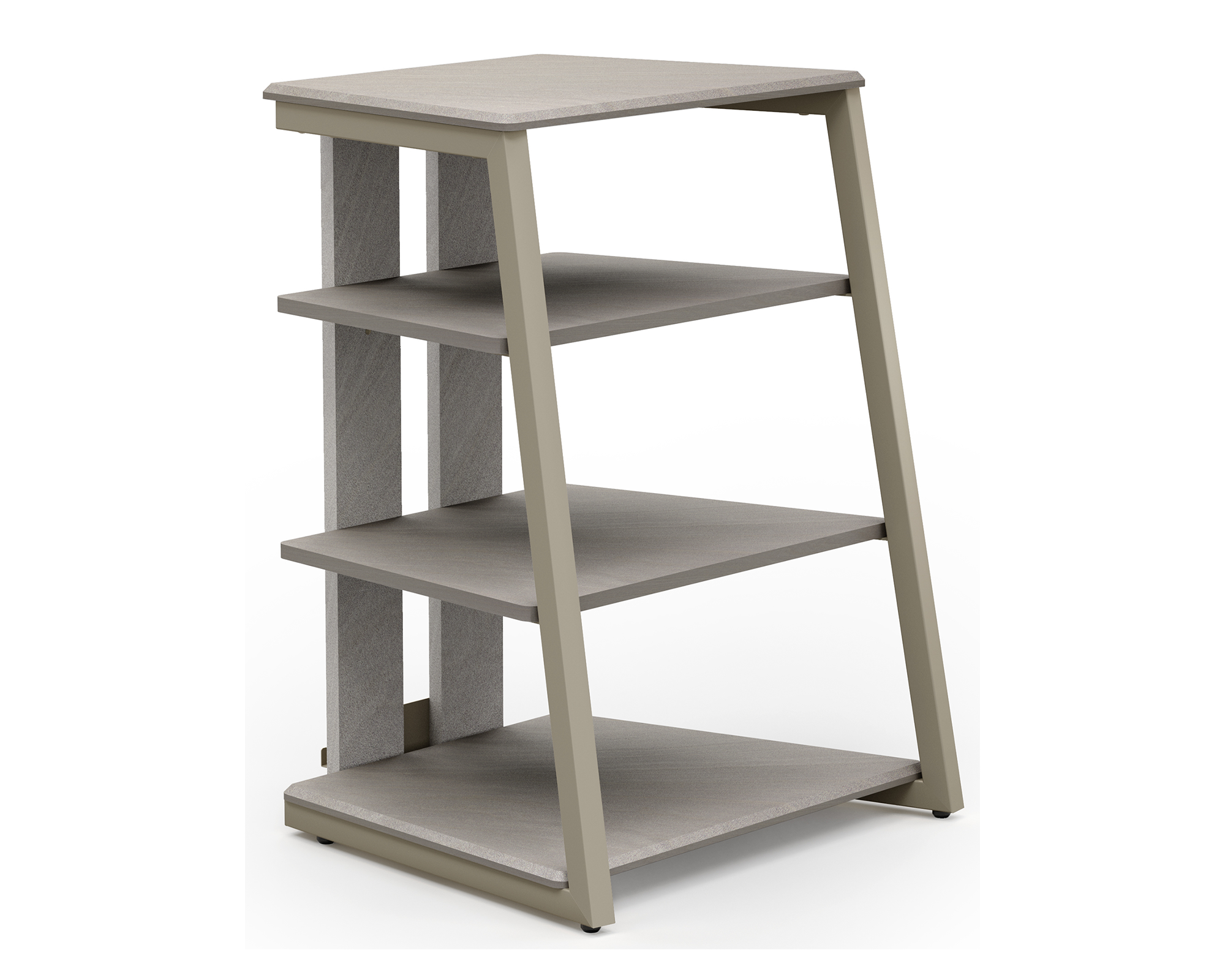 Kamelfarbenes Audio-Rack mit vier Ablageebenen