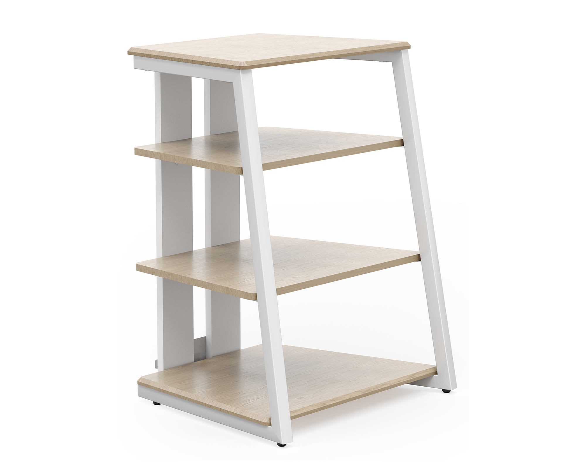 Naturfarbenes HIFI-Rack mit vier Ablagen