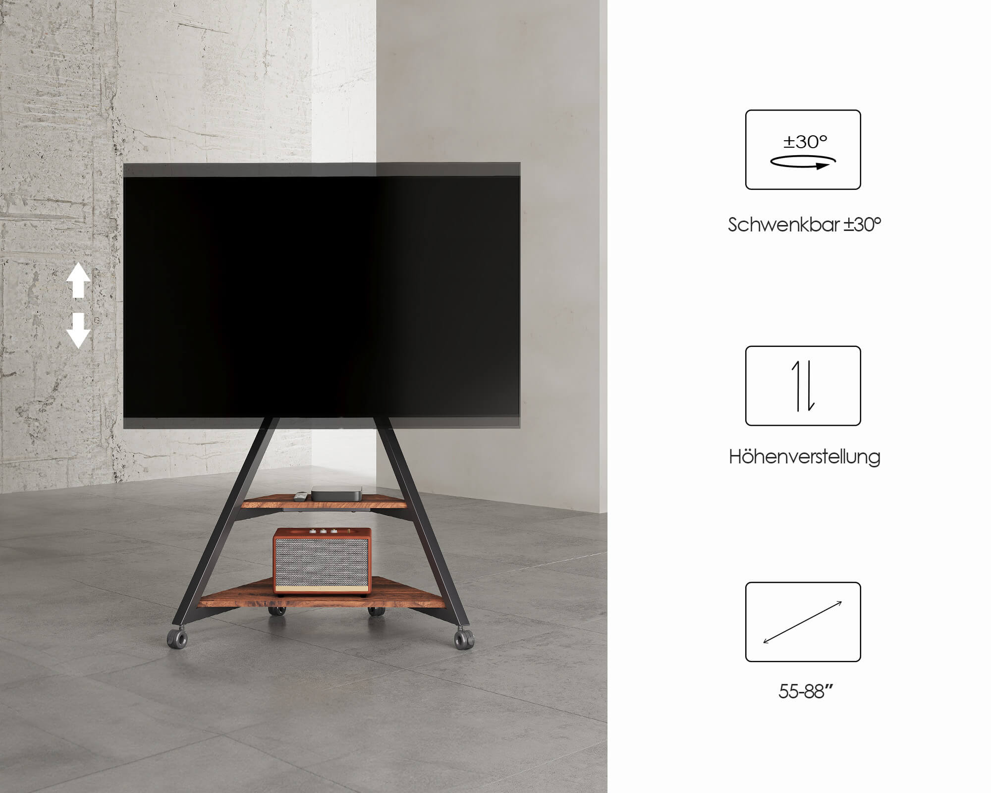 Eiffel V2 FT88 Soporte para TV con Ruedas