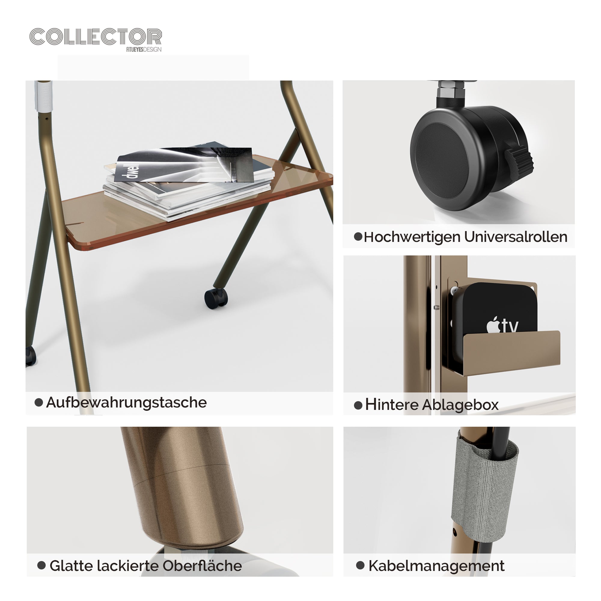 Collector TC78 Floor TV Stand with Wheels