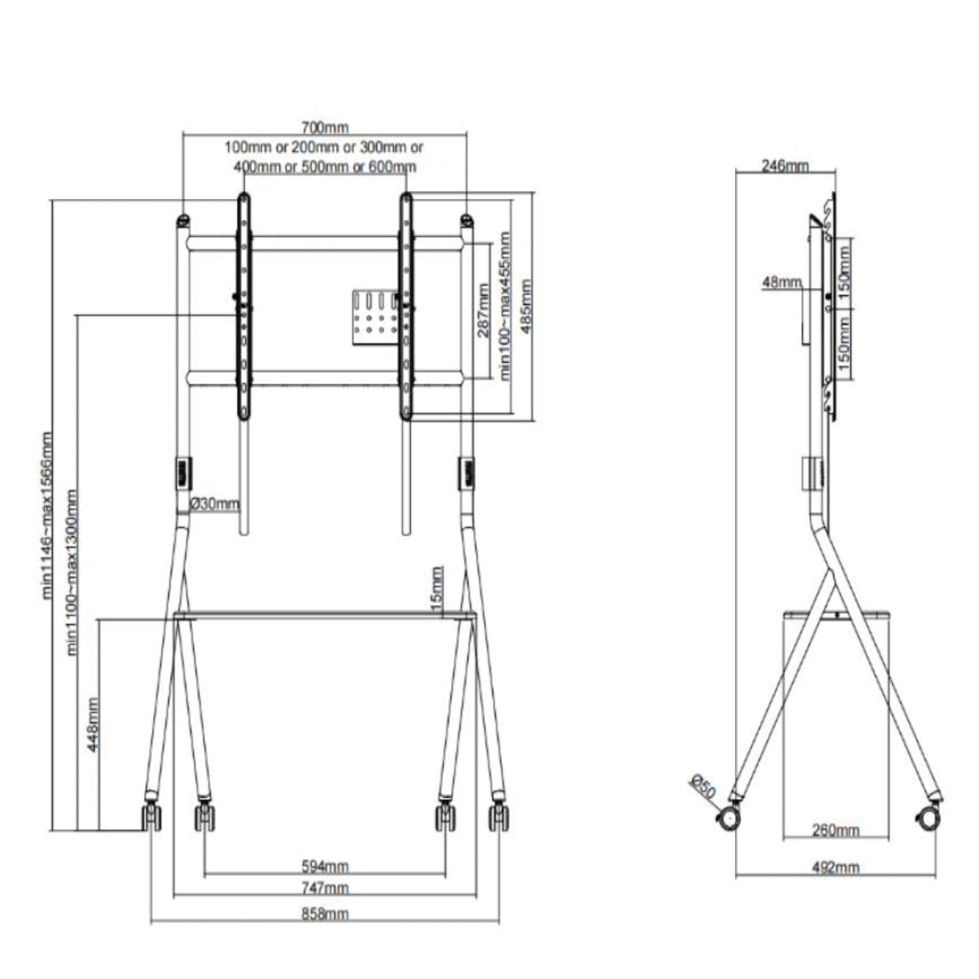 Collector TC78 Floor TV Stand with Wheels