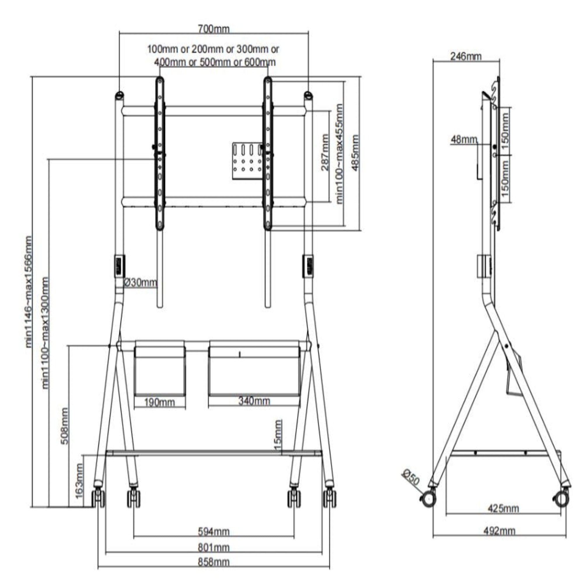 Collector TC78 Floor TV Stand with Wheels