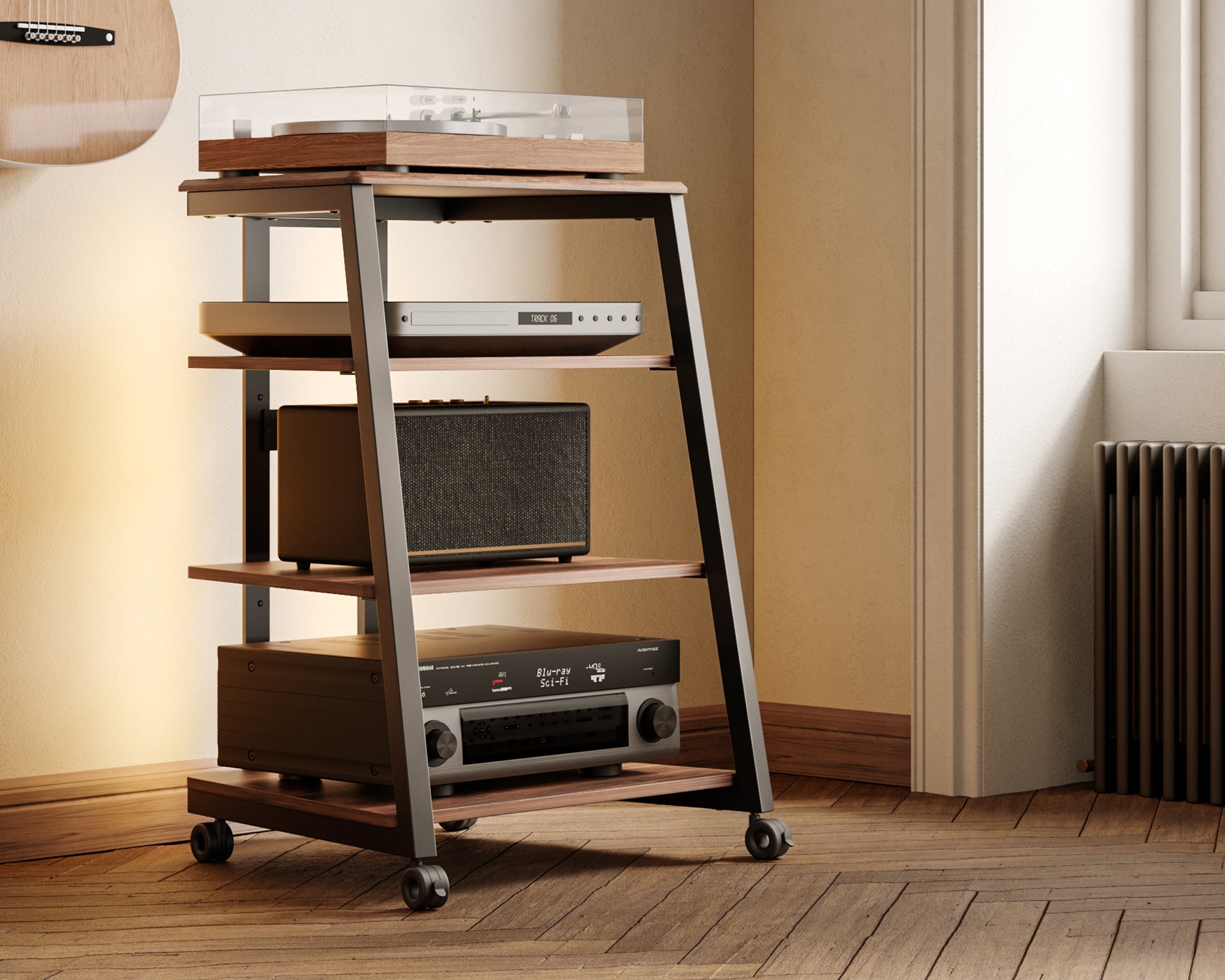 Frei bewegliches LED-Audio-Rack mit Rollen