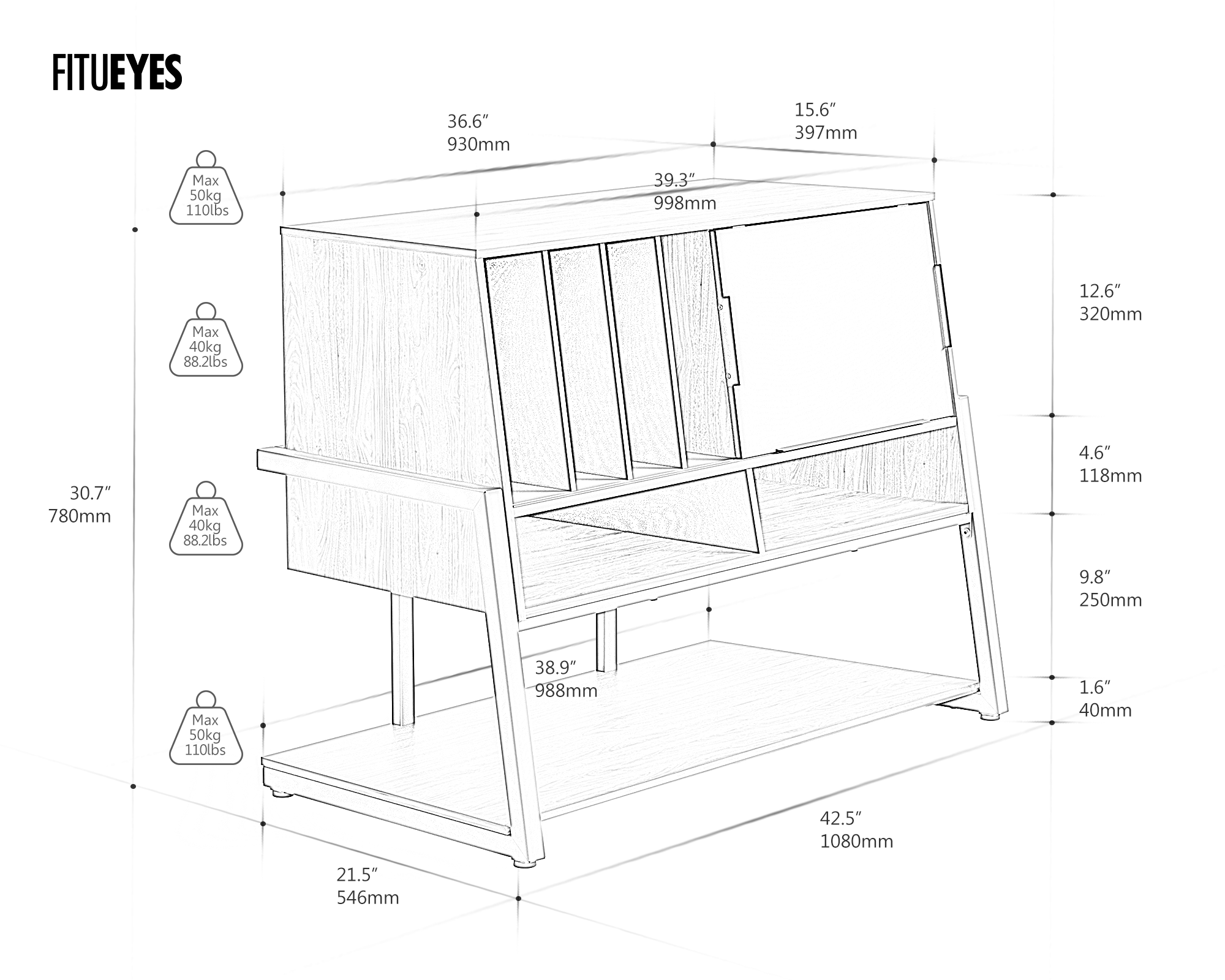 Eiffel RS10 Platenspeler Kast