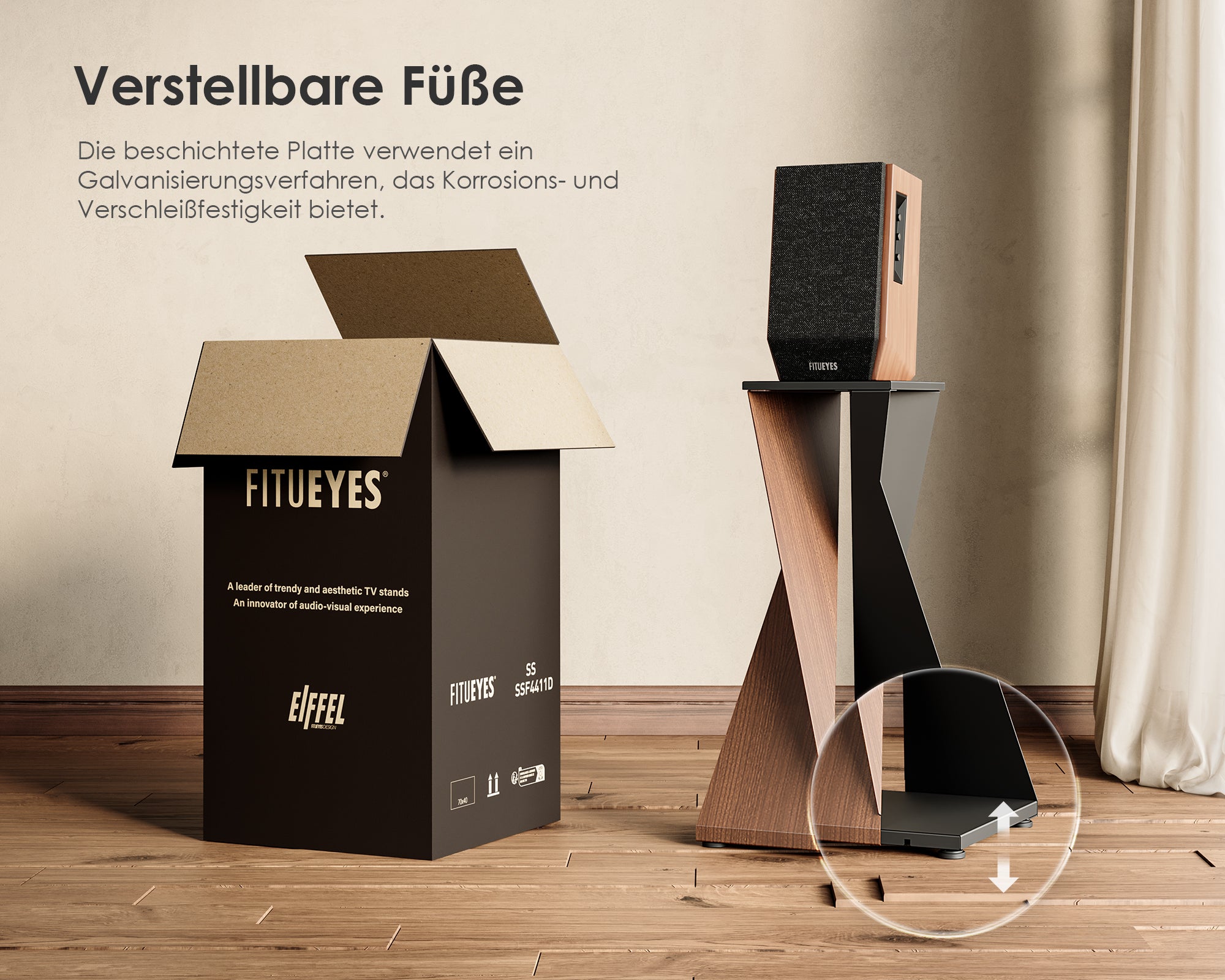 Verstellbare Füße des Lautsprecherständers für unebene Böden