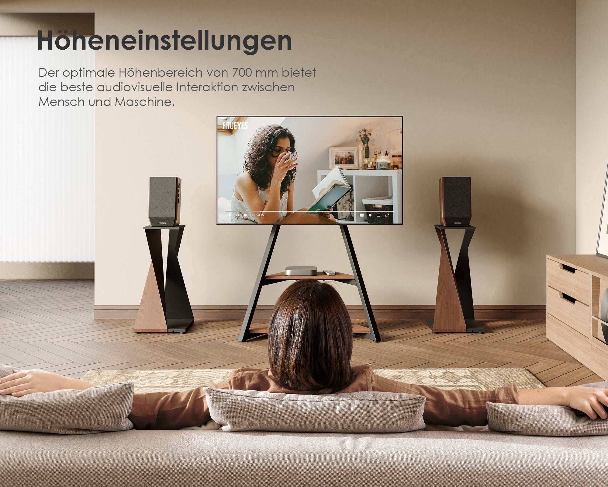 Ergonomisch gestalteter Lautsprecherständer der Eiffel-Serie mit 700 mm Höhe