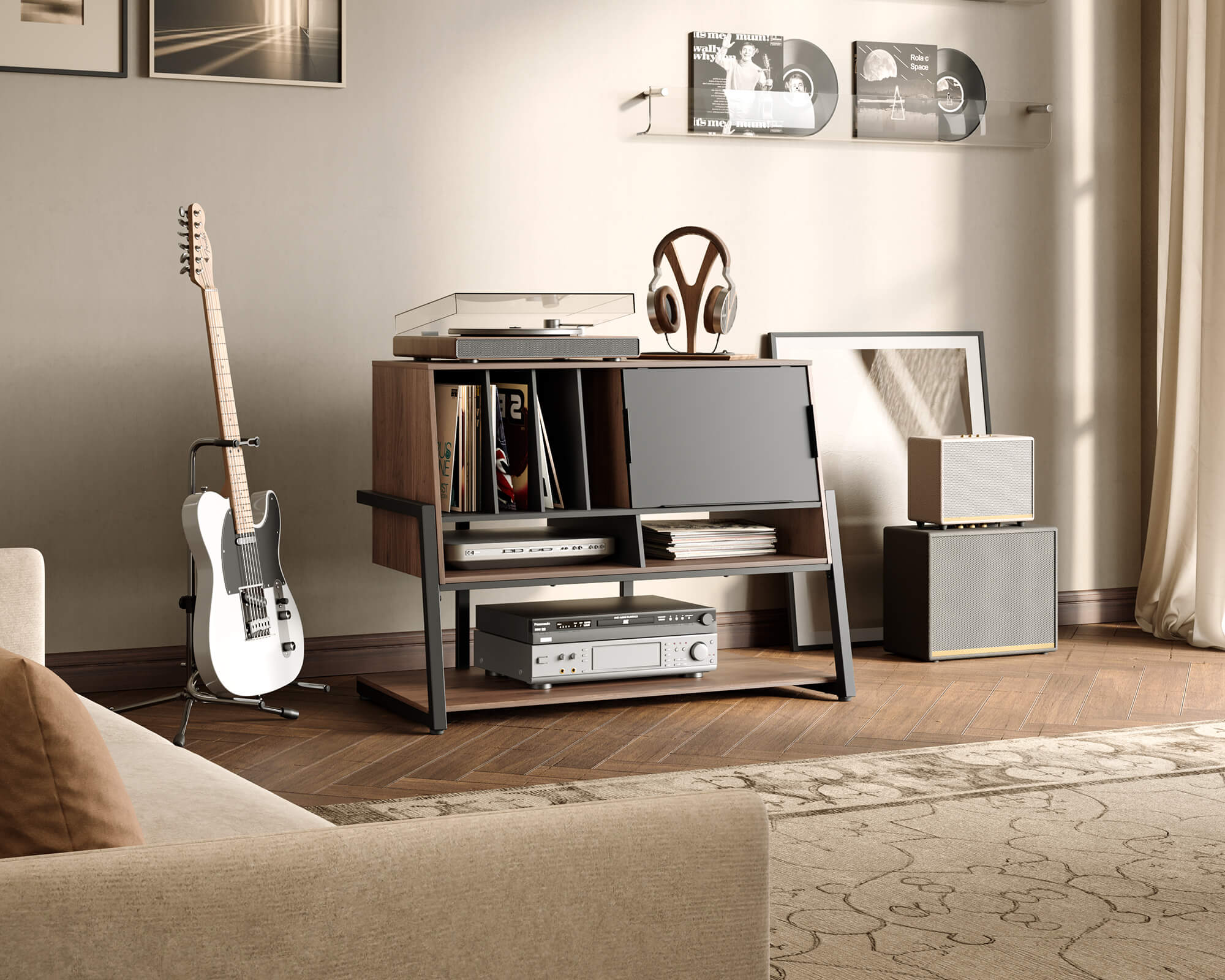 plattenspieler regal​ oder hifi rack im Wohnzimmer