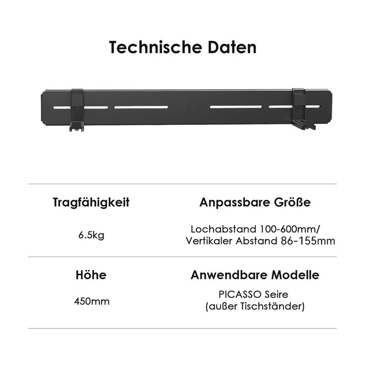 Maßzeichnung der Soundbar-Halterung