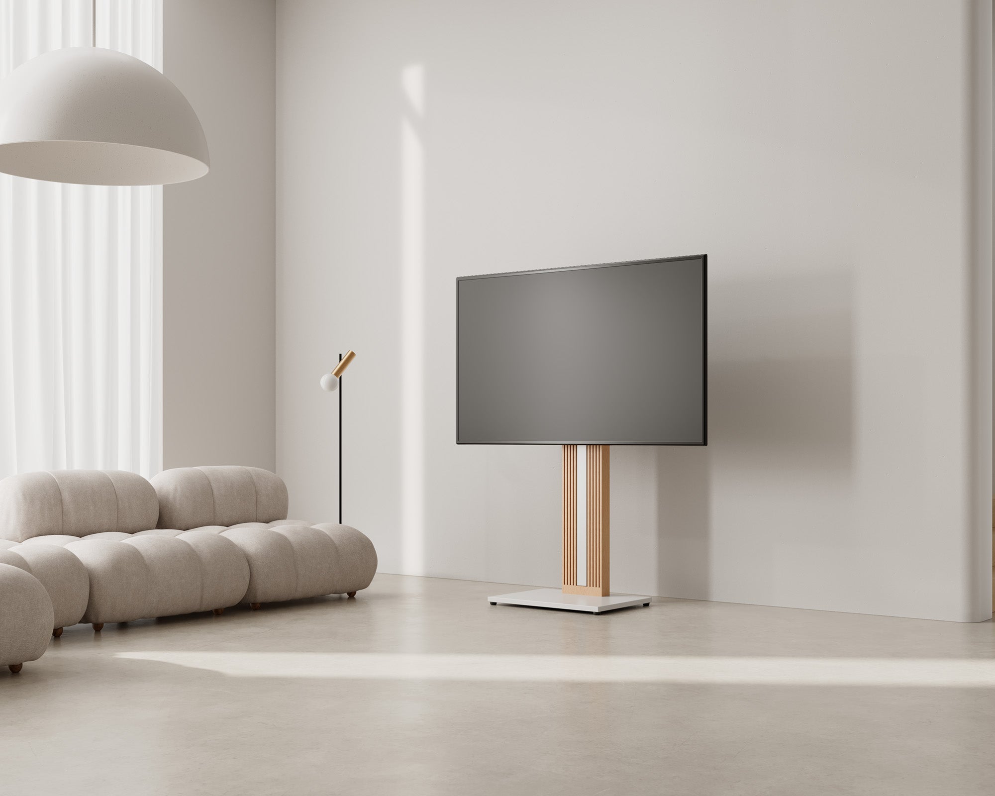 Weißer TV-Ständer im Wohnzimmer