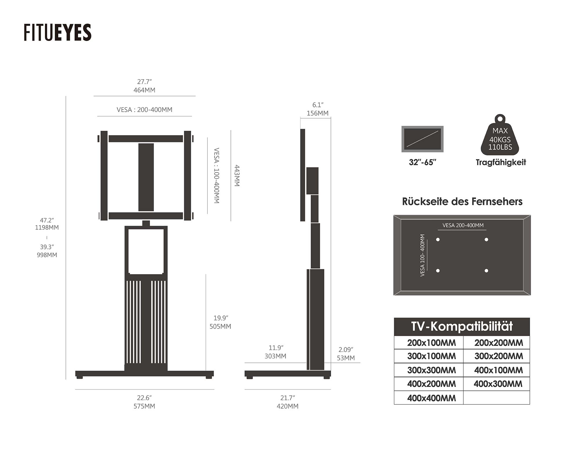 ZEN FT65 Low Floor TV Stand