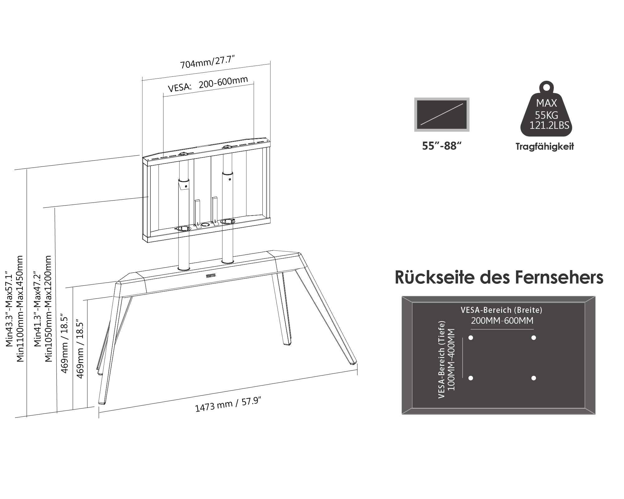 Picasso FT88 Supporto da terra per tv